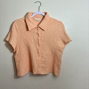 PacSun L.A. Hearts Light Orange Cropped Button-Up Collar Shirt – Size Large